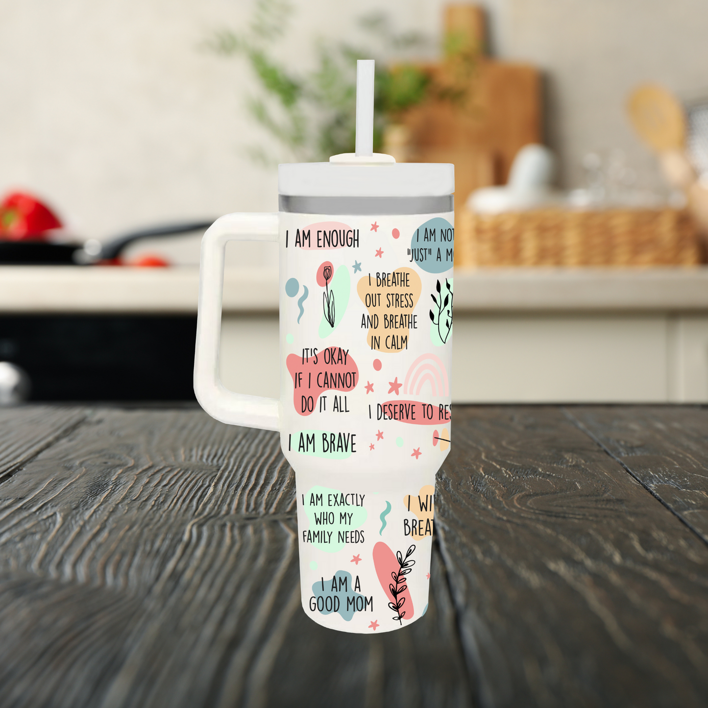 MoM Daily Affirmation 40oz Tumbler Dupe Handle