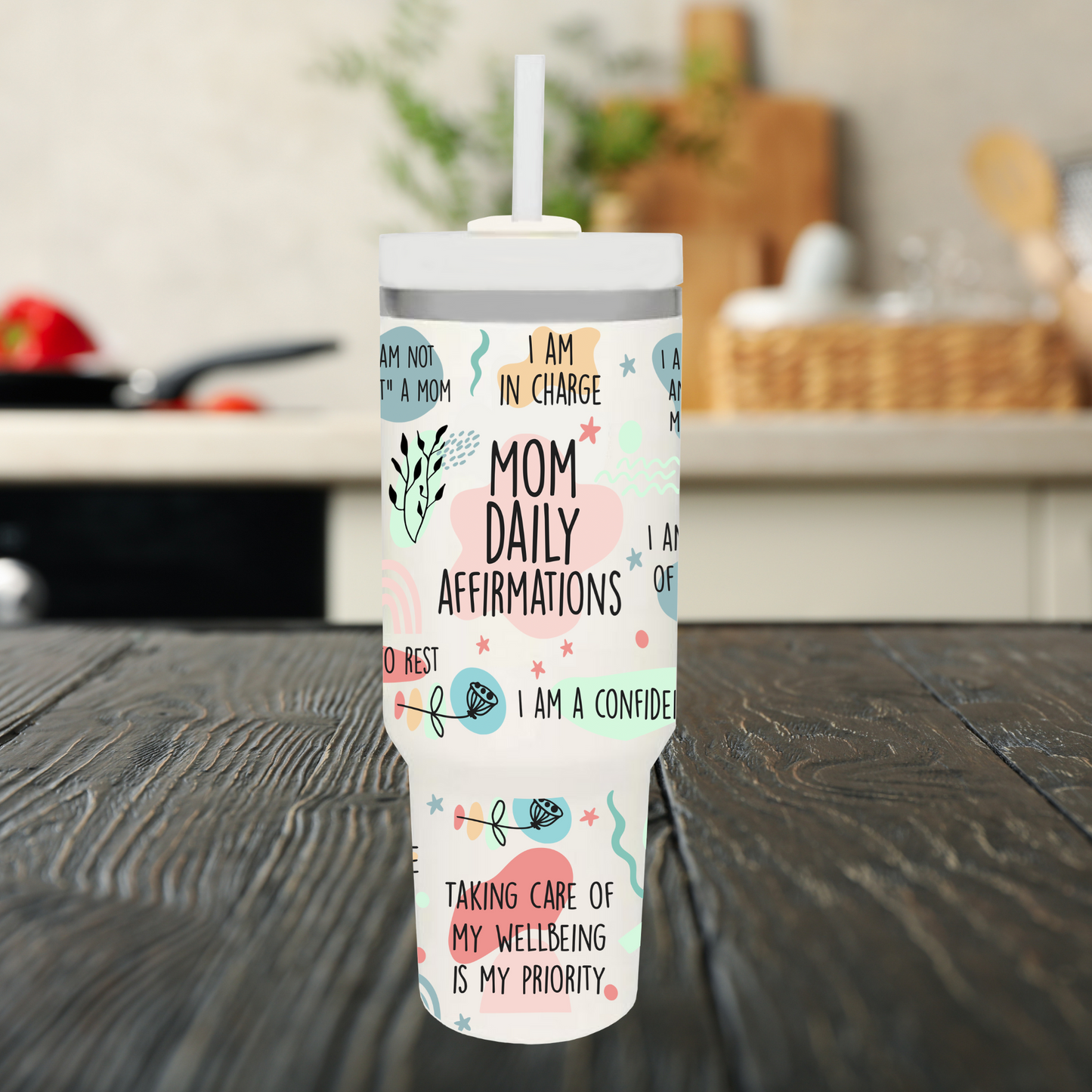 MoM Daily Affirmation 40oz Tumbler Dupe Handle