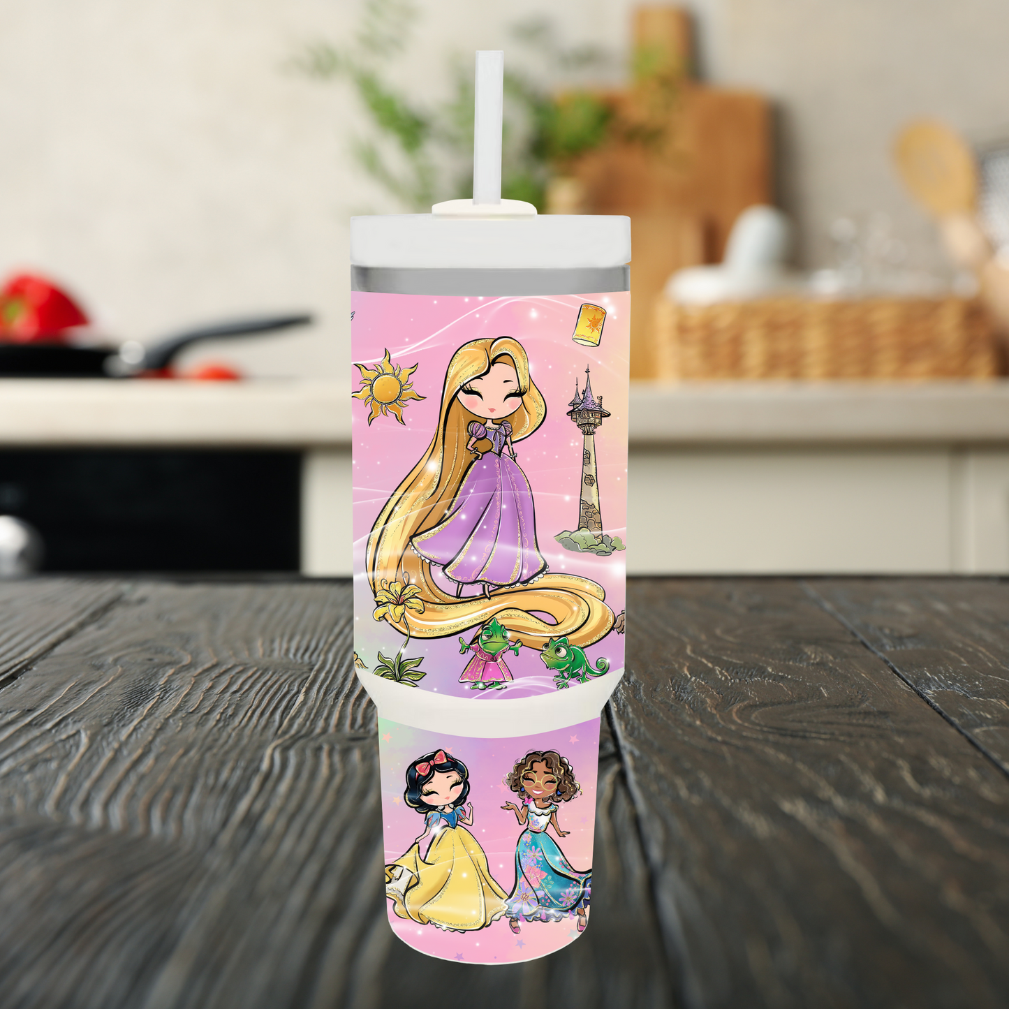 Princesses 40oz Glitter Tumbler Dupe Handle