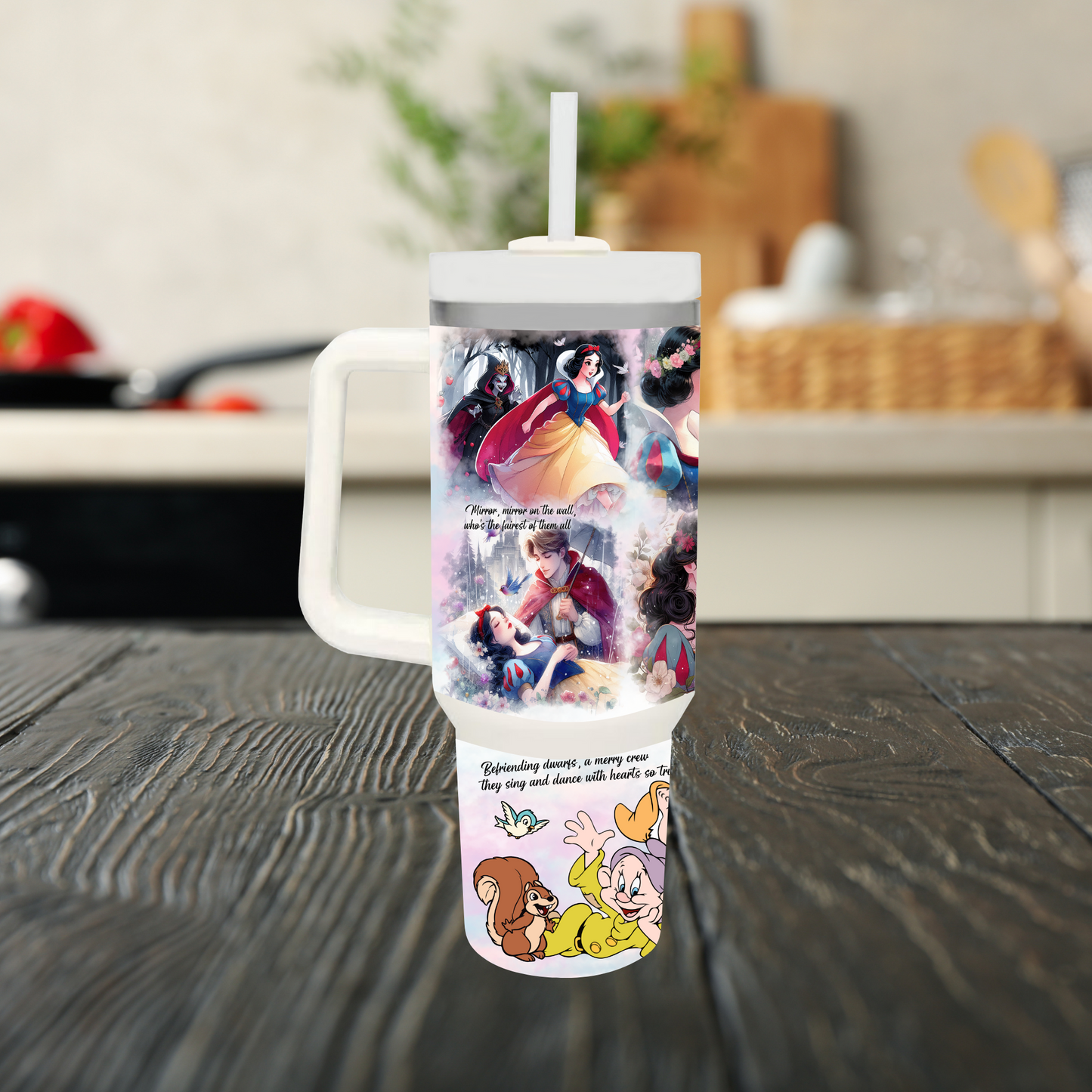 Snow White 40oz Tumbler Dupe Handle