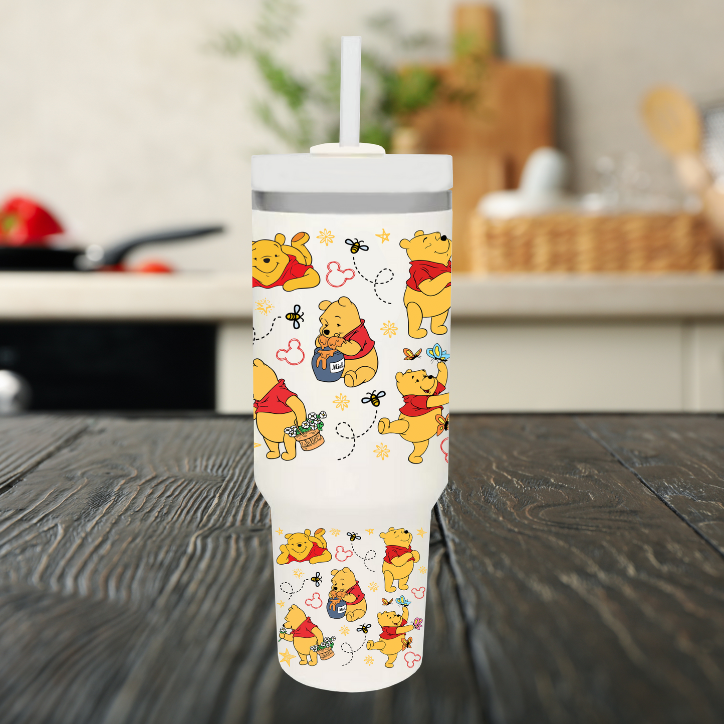 Hearty Pooh 40oz Tumbler with Dupe Handle